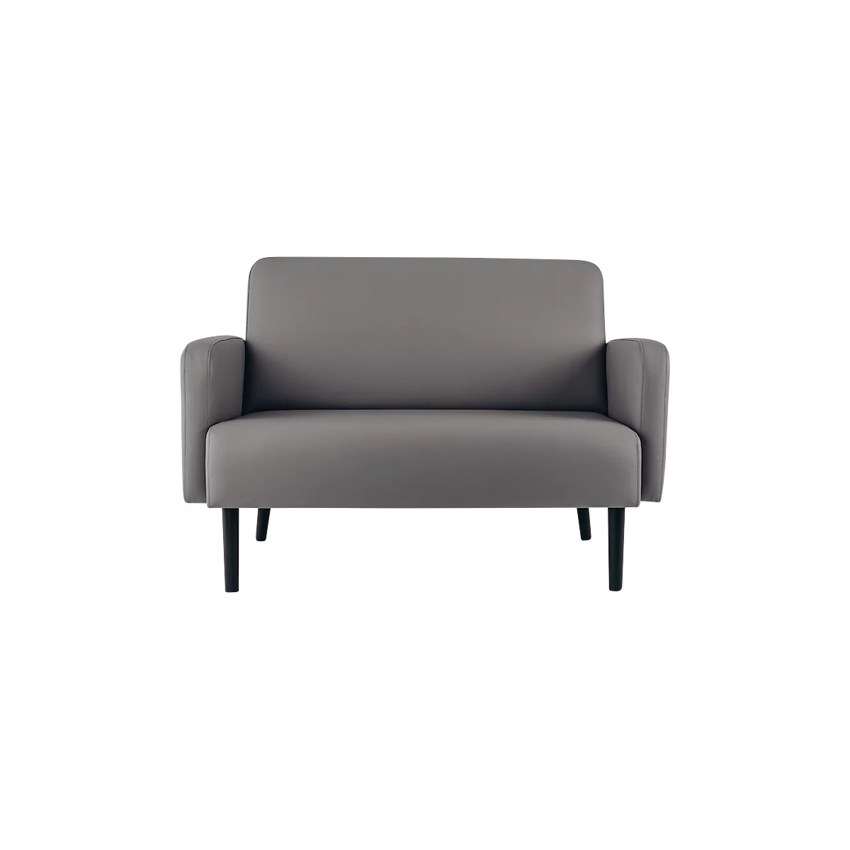 Zweisitzer Sofa meet® by Paperflow LISBOA, desinfektionsmittelbeständiger Kunstlederbezug grau, Fußgestell schwarz, B 1240 x T 815 x H 830 mm