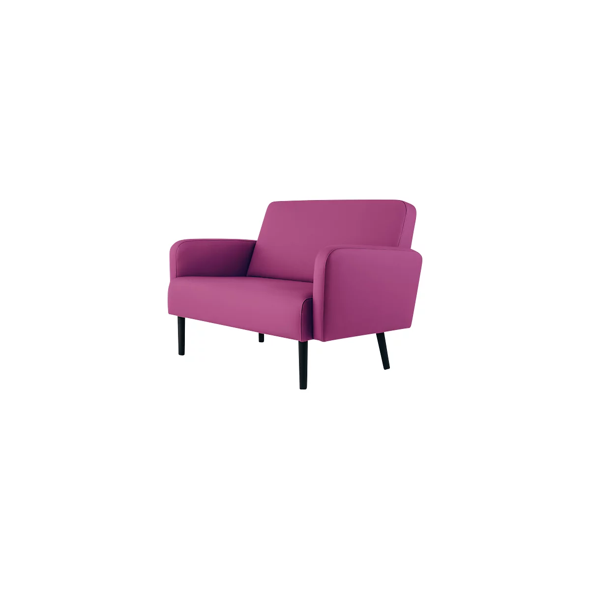 Zweisitzer Sofa meet® by Paperflow LISBOA, desinfektionsmittelbeständiger Kunstlederbezug lila, Fußgestell schwarz, B 1240 x T 815 x H 830 mm