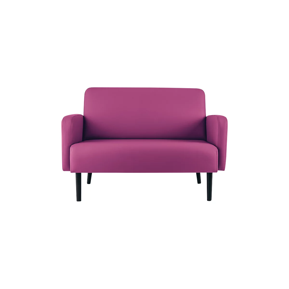 Zweisitzer Sofa meet® by Paperflow LISBOA, desinfektionsmittelbeständiger Kunstlederbezug lila, Fußgestell schwarz, B 1240 x T 815 x H 830 mm