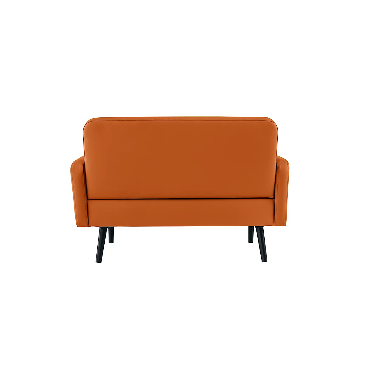 Zweisitzer Sofa meet® by Paperflow LISBOA, desinfektionsmittelbeständiger Kunstlederbezug orange, Fußgestell schwarz, B 1240 x T 815 x H 830 mm