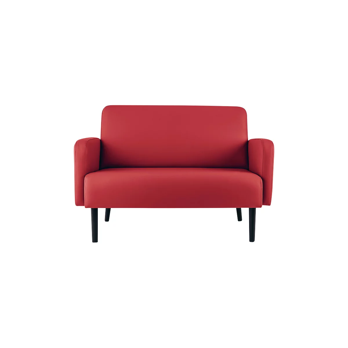 Zweisitzer Sofa meet® by Paperflow LISBOA, desinfektionsmittelbeständiger Kunstlederbezug rot, Fußgestell schwarz, B 1240 x T 815 x H 830 mm
