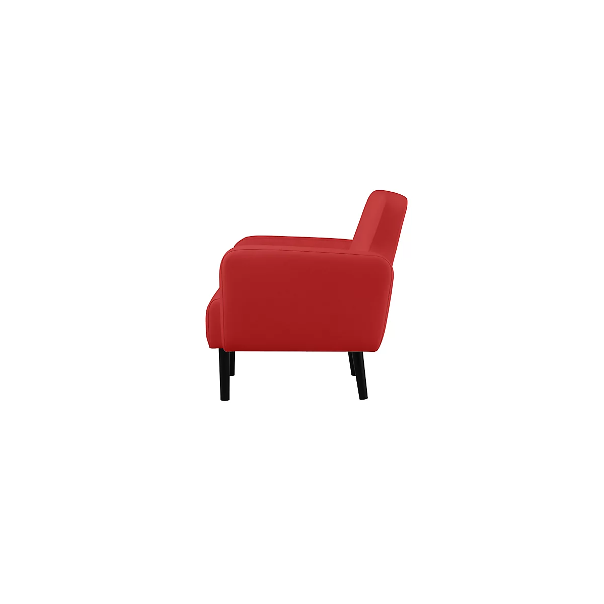 Zweisitzer Sofa meet® by Paperflow LISBOA, desinfektionsmittelbeständiger Kunstlederbezug rot, Fußgestell schwarz, B 1240 x T 815 x H 830 mm
