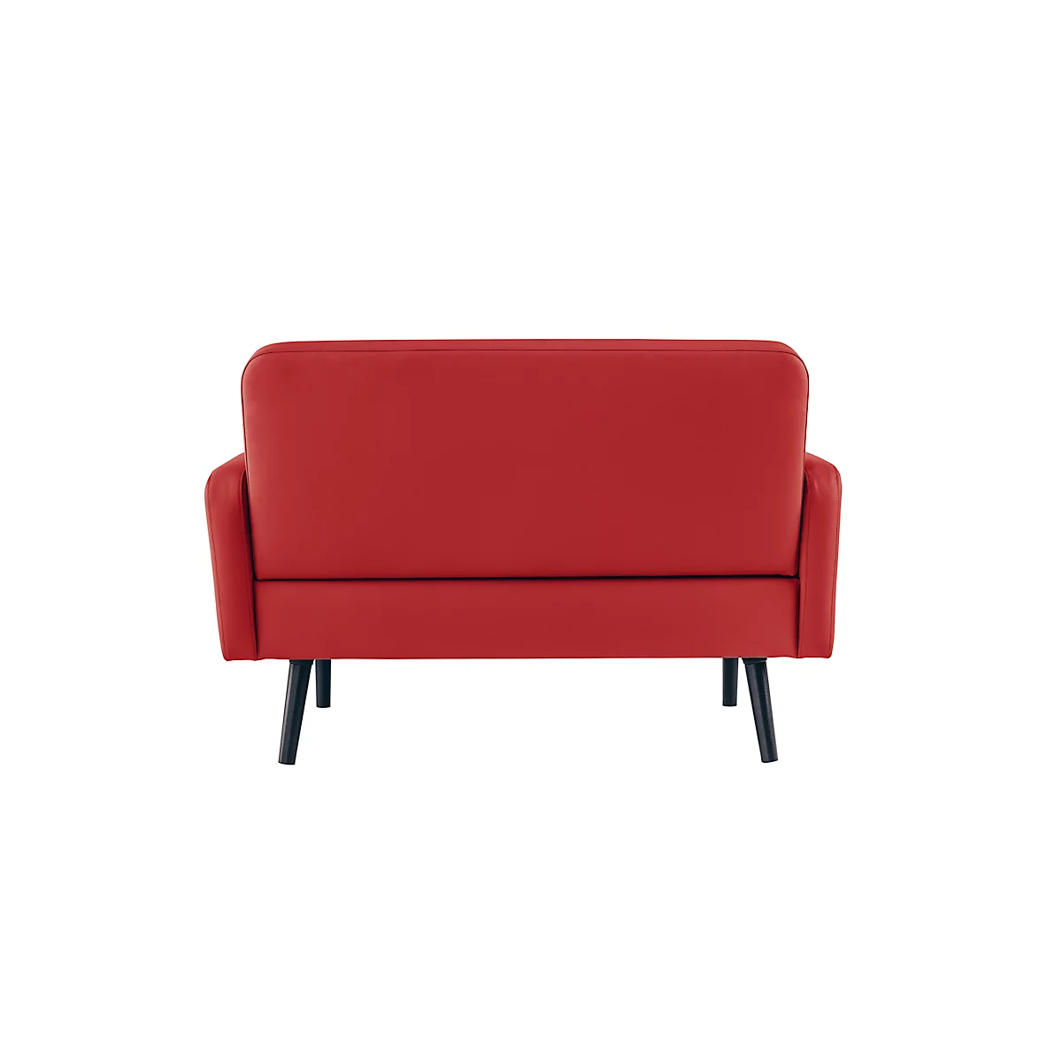 Zweisitzer Sofa meet® by Paperflow LISBOA, desinfektionsmittelbeständiger Kunstlederbezug rot, Fußgestell schwarz, B 1240 x T 815 x H 830 mm