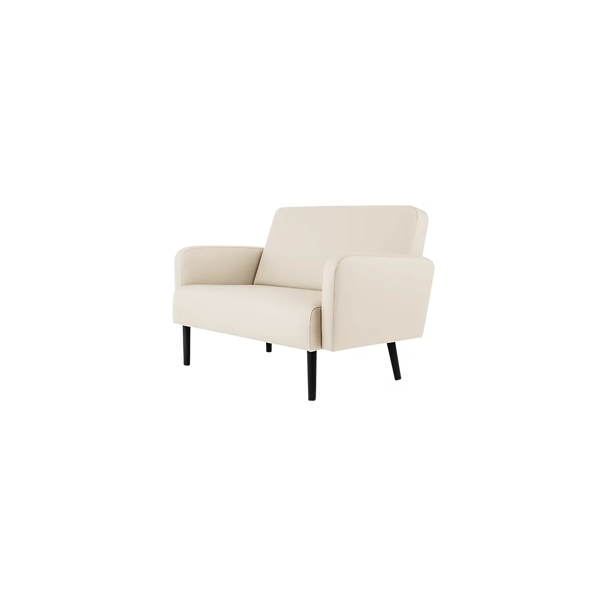 Zweisitzer Sofa meet® by Paperflow LISBOA, desinfektionsmittelbeständiger Kunstlederbezug weiß, Fußgestell schwarz, B 1240 x T 815 x H 830 mm