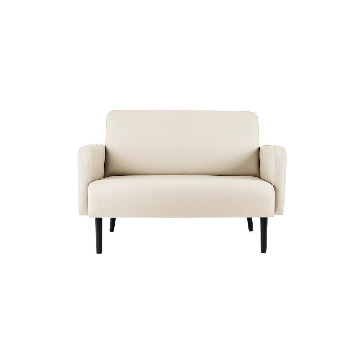 Zweisitzer Sofa meet® by Paperflow LISBOA, desinfektionsmittelbeständiger Kunstlederbezug weiß, Fußgestell schwarz, B 1240 x T 815 x H 830 mm