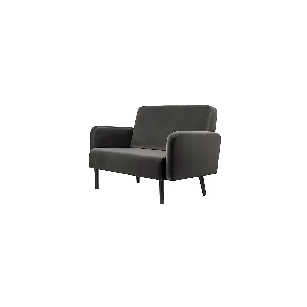 Zweisitzer Sofa meet® by Paperflow LISBOA, Samtbezug anthrazit, Fußgestell schwarz, B 1240 x T 815 x H 830 mm