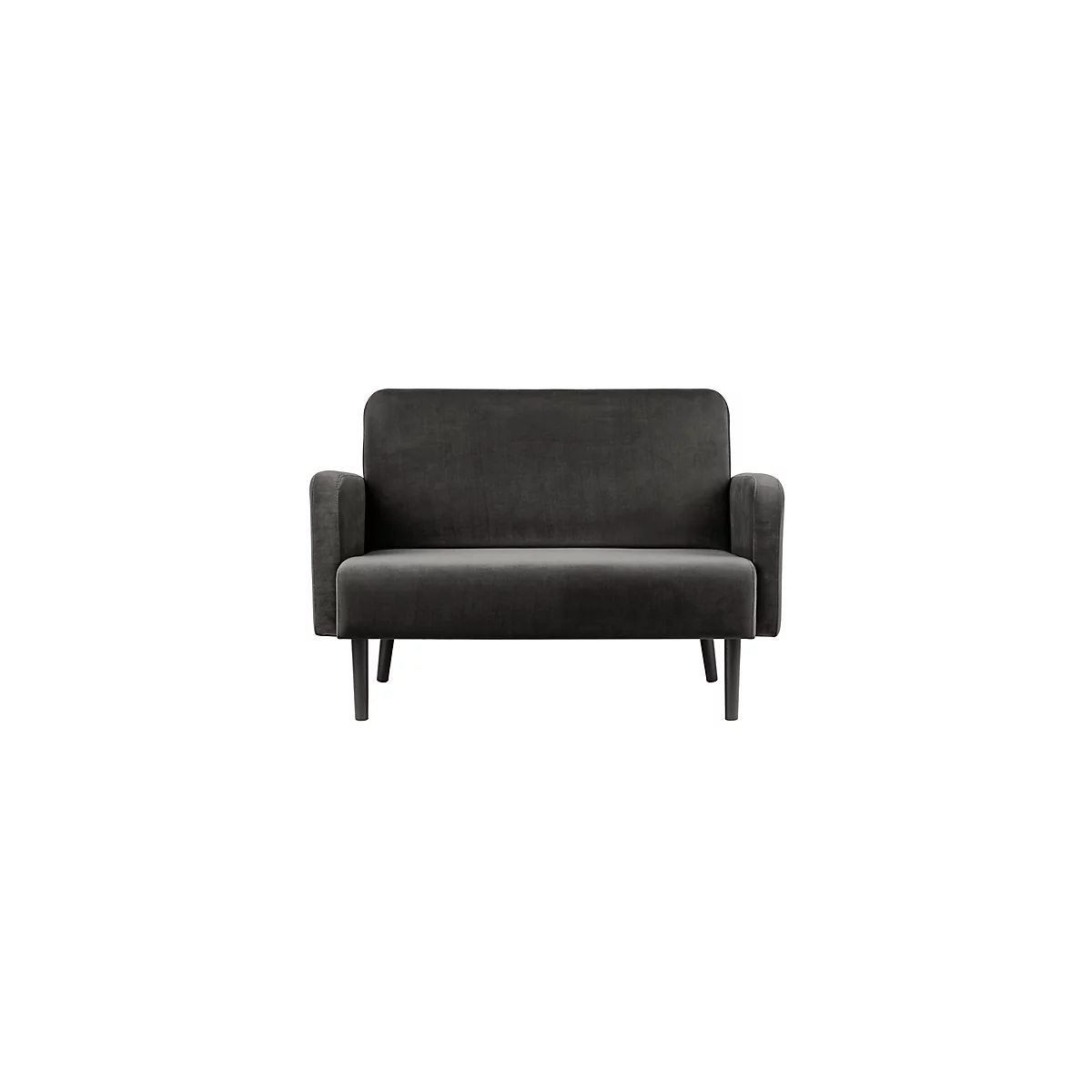 Zweisitzer Sofa meet® by Paperflow LISBOA, Samtbezug anthrazit, Fußgestell schwarz, B 1240 x T 815 x H 830 mm