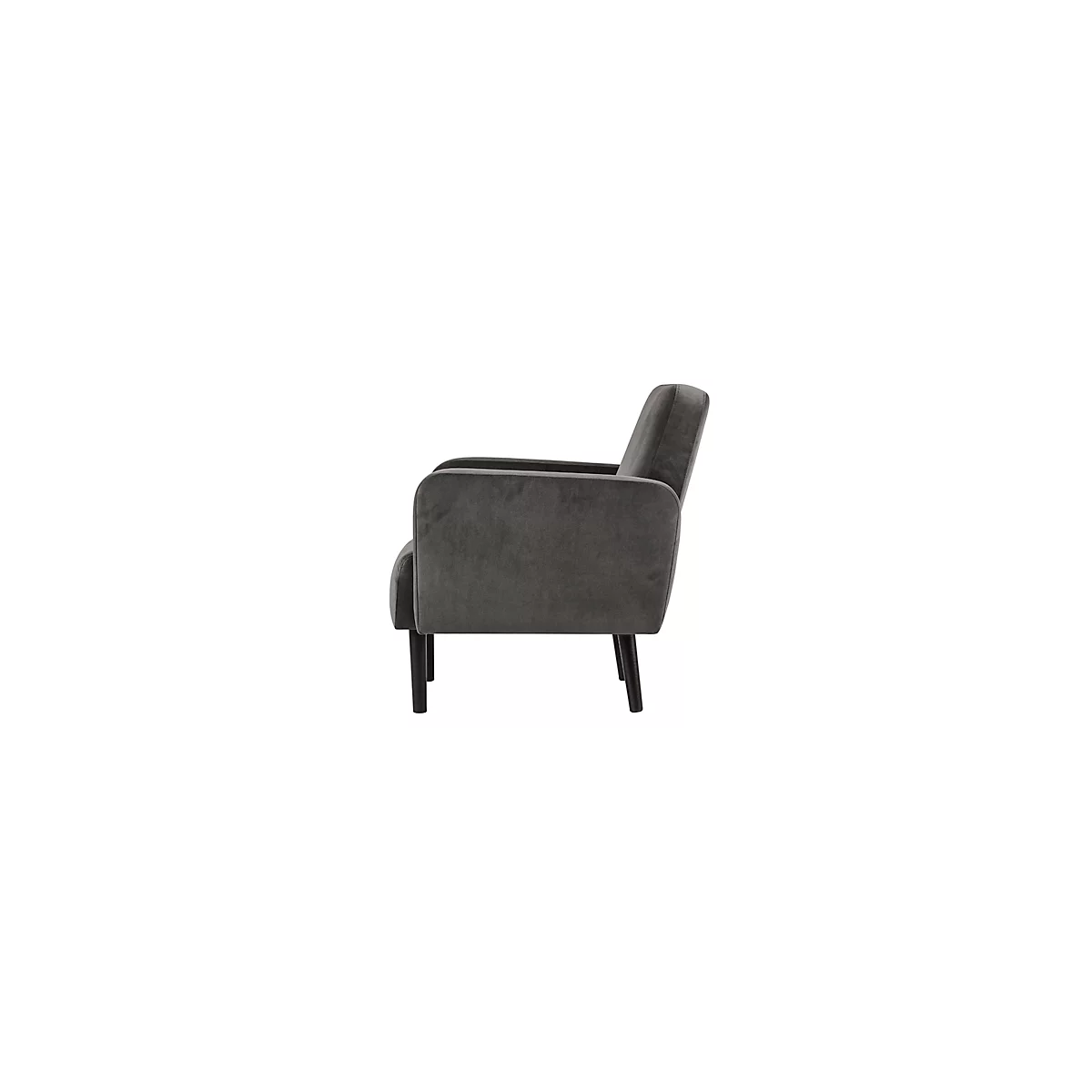 Zweisitzer Sofa meet® by Paperflow LISBOA, Samtbezug anthrazit, Fußgestell schwarz, B 1240 x T 815 x H 830 mm