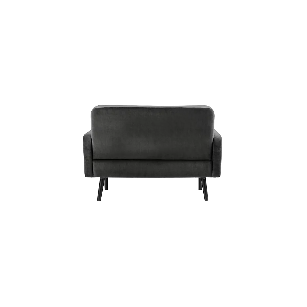 Zweisitzer Sofa meet® by Paperflow LISBOA, Samtbezug anthrazit, Fußgestell schwarz, B 1240 x T 815 x H 830 mm