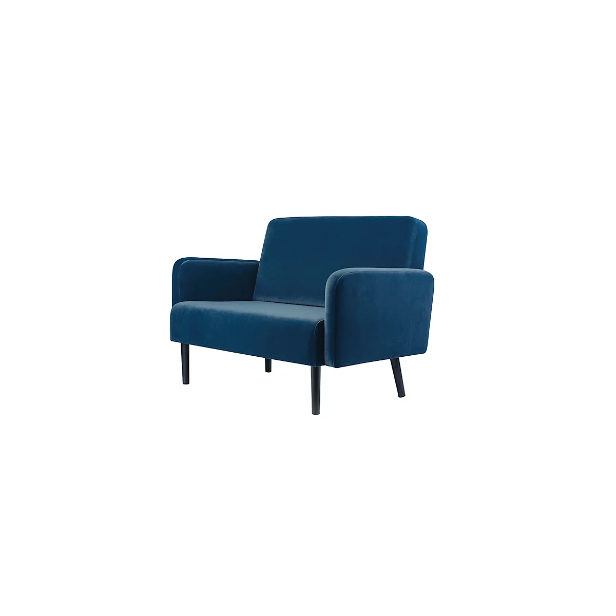 Zweisitzer Sofa meet® by Paperflow LISBOA, Samtbezug blau, Fußgestell schwarz, B 1240 x T 815 x H 830 mm