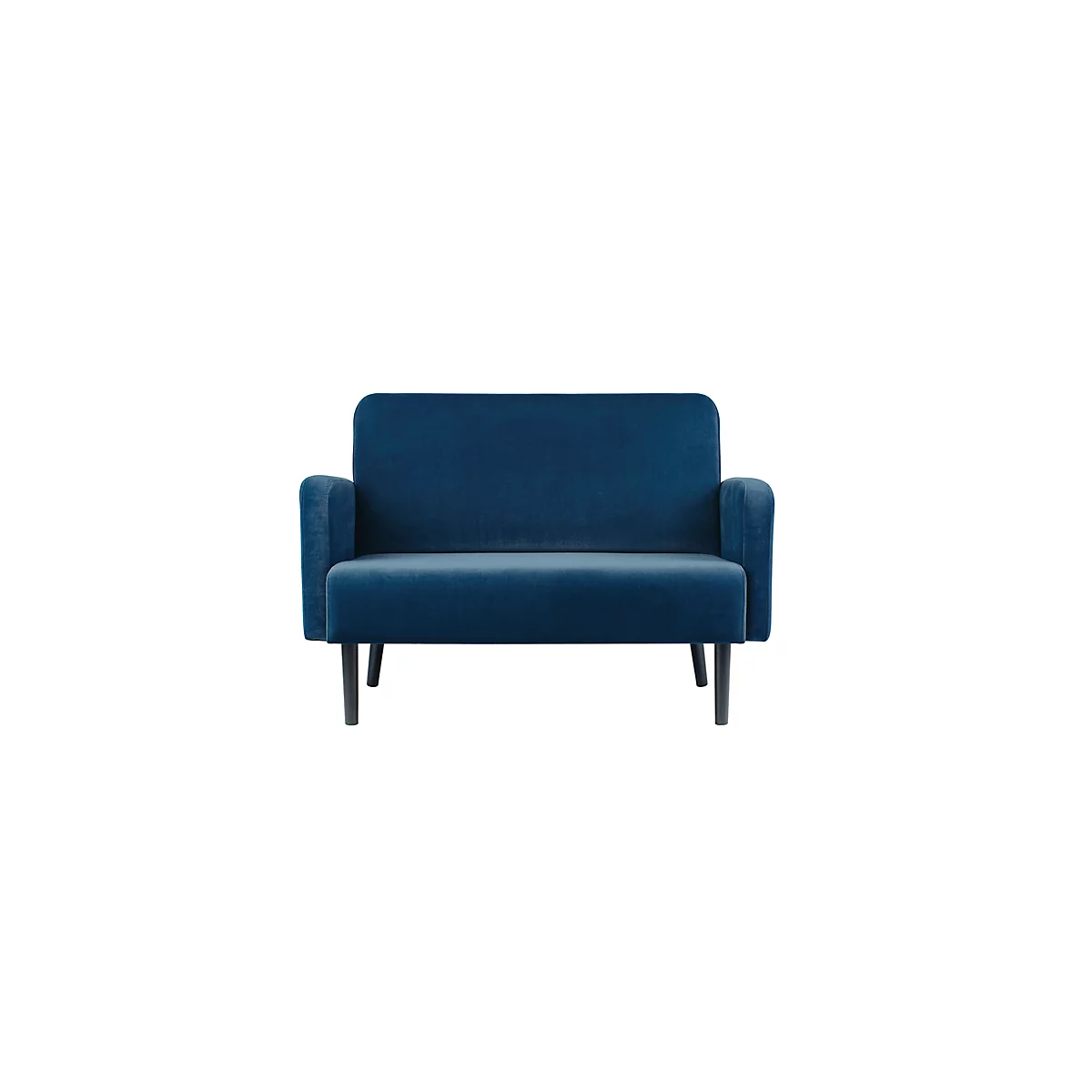 Zweisitzer Sofa meet® by Paperflow LISBOA, Samtbezug blau, Fußgestell schwarz, B 1240 x T 815 x H 830 mm