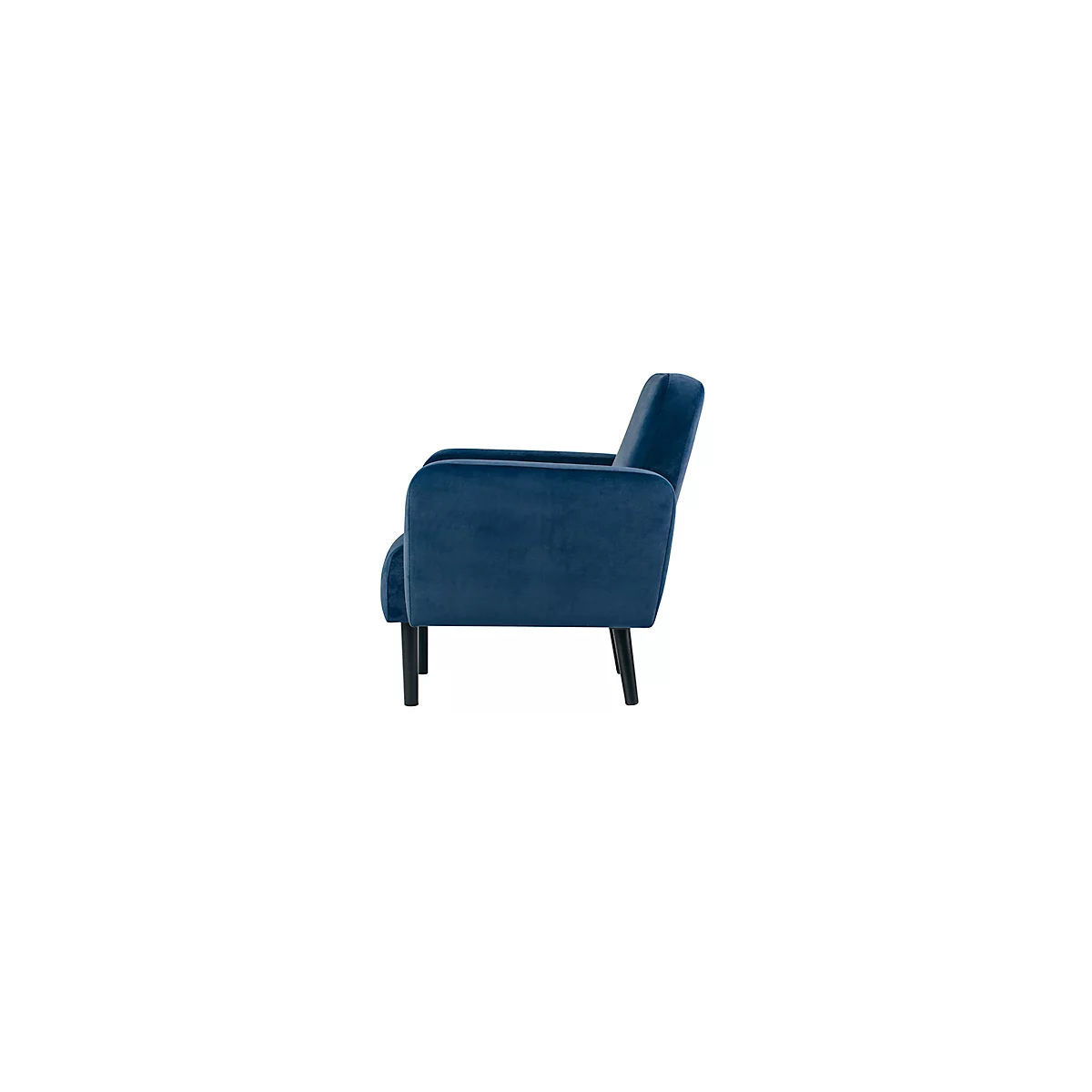 Zweisitzer Sofa meet® by Paperflow LISBOA, Samtbezug blau, Fußgestell schwarz, B 1240 x T 815 x H 830 mm