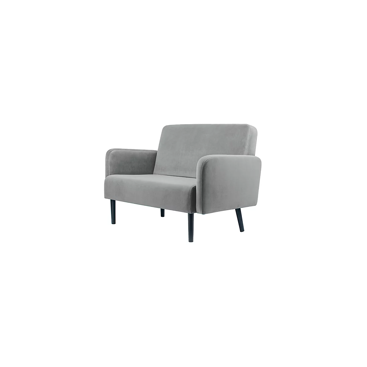 Zweisitzer Sofa meet® by Paperflow LISBOA, Samtbezug grau, Fußgestell schwarz, B 1240 x T 815 x H 830 mm
