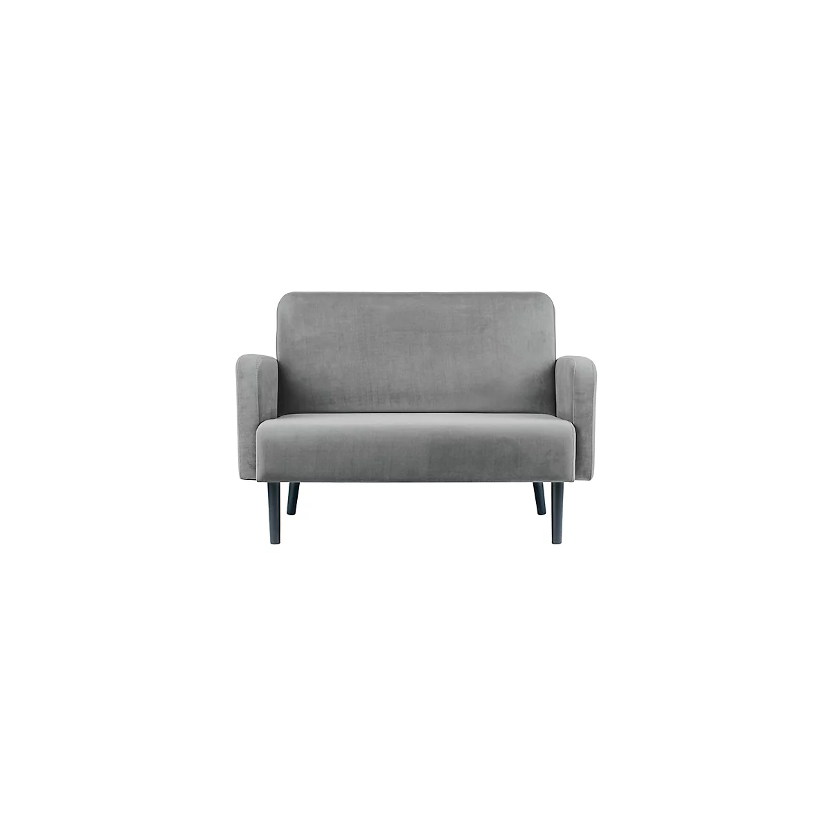 Zweisitzer Sofa meet® by Paperflow LISBOA, Samtbezug grau, Fußgestell schwarz, B 1240 x T 815 x H 830 mm
