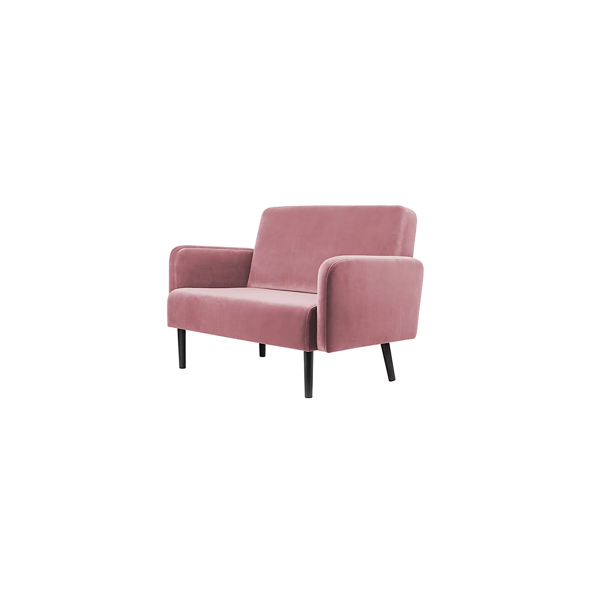 Zweisitzer Sofa meet® by Paperflow LISBOA, Samtbezug pink, Fußgestell schwarz, B 1240 x T 815 x H 830 mm