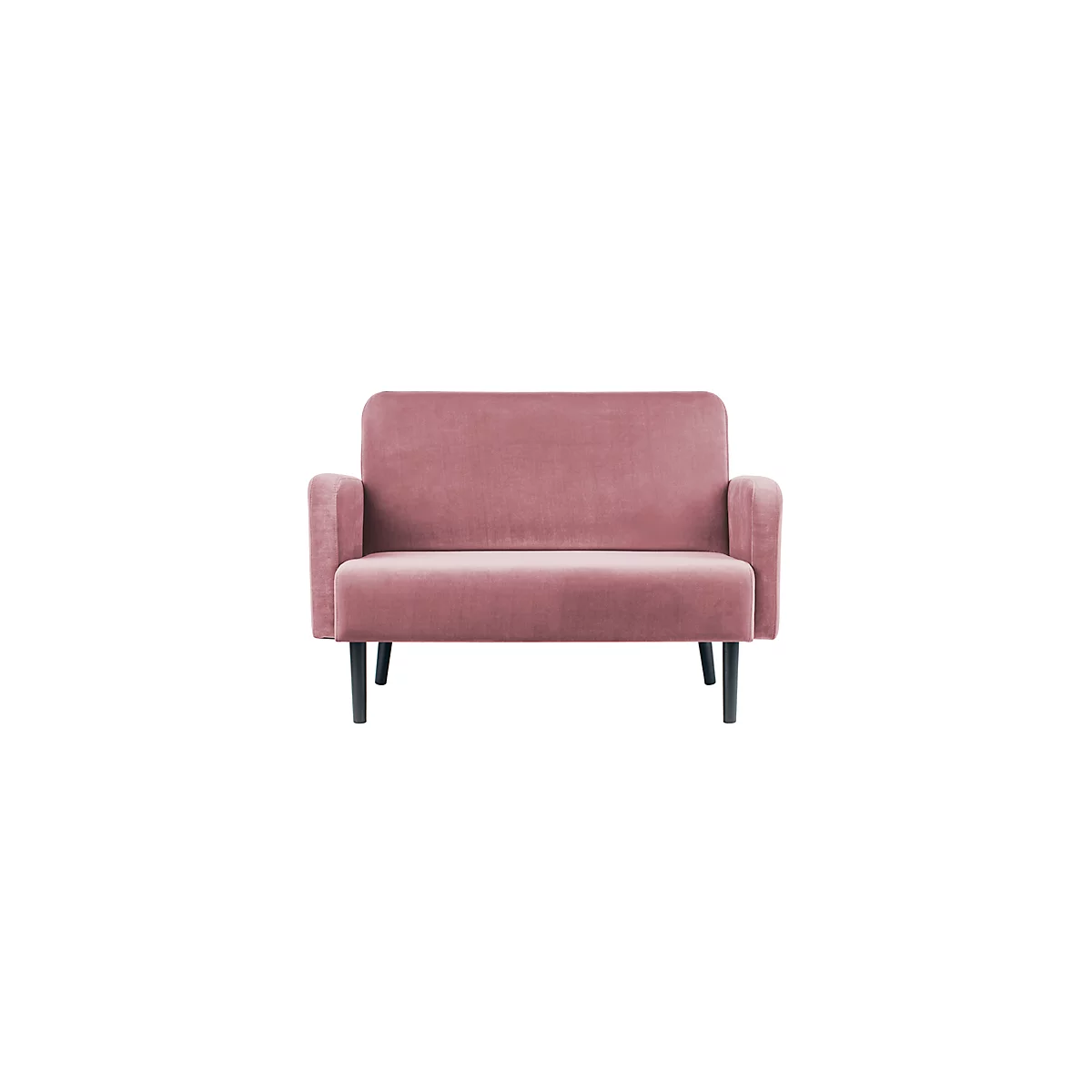 Zweisitzer Sofa meet® by Paperflow LISBOA, Samtbezug pink, Fußgestell schwarz, B 1240 x T 815 x H 830 mm
