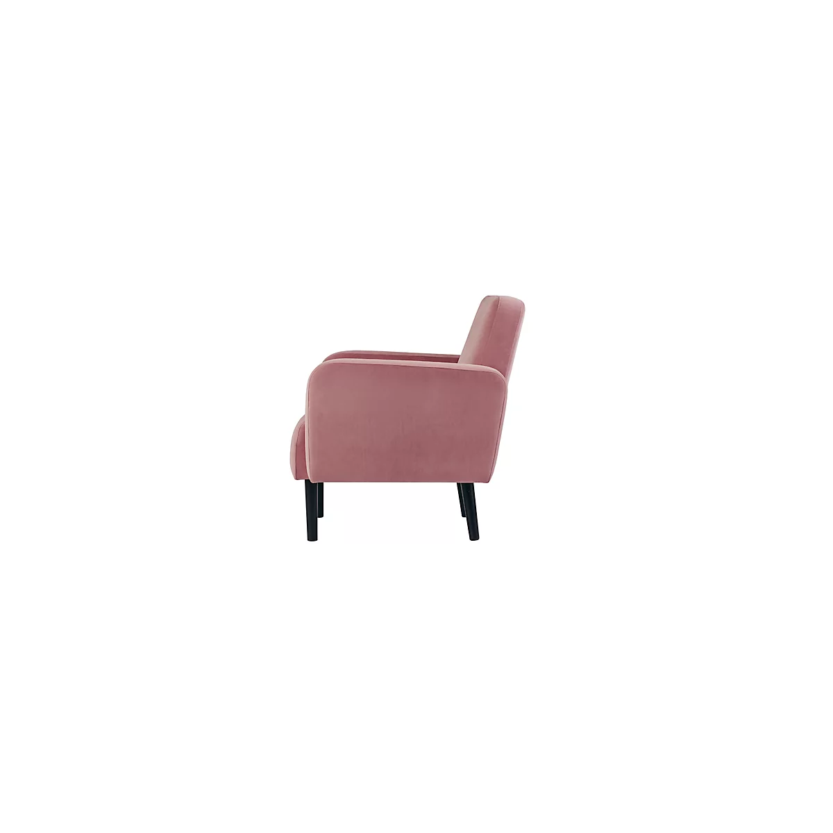 Zweisitzer Sofa meet® by Paperflow LISBOA, Samtbezug pink, Fußgestell schwarz, B 1240 x T 815 x H 830 mm