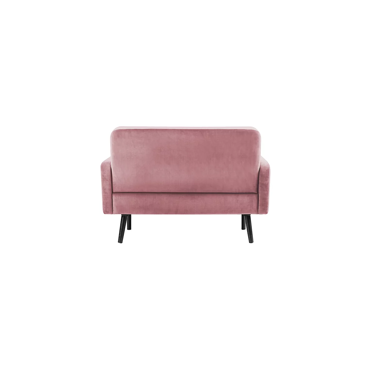 Zweisitzer Sofa meet® by Paperflow LISBOA, Samtbezug pink, Fußgestell schwarz, B 1240 x T 815 x H 830 mm