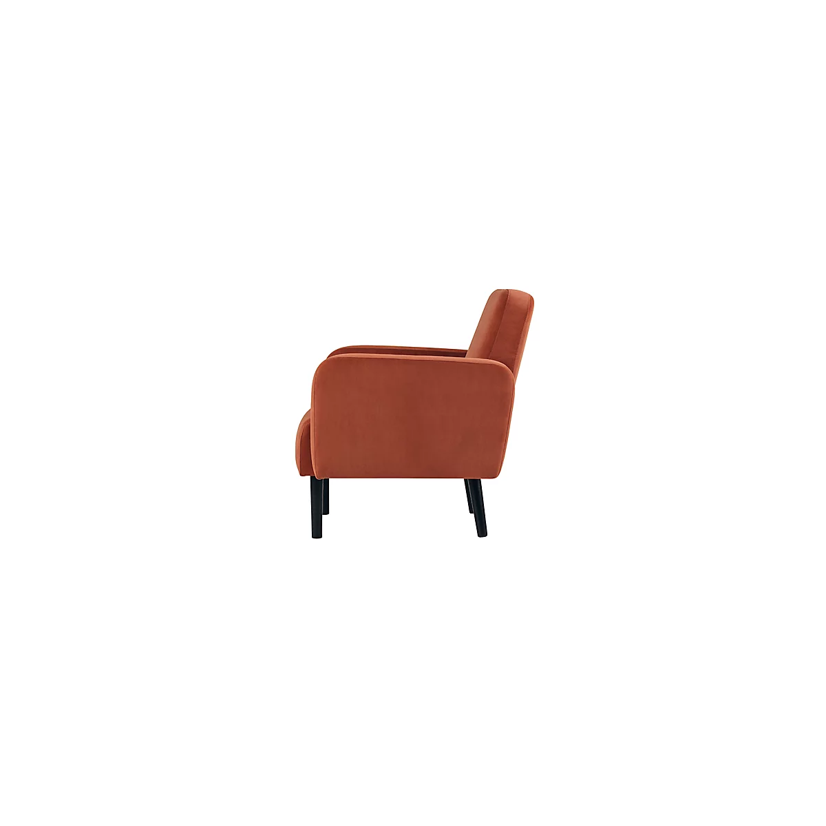 Zweisitzer Sofa meet® by Paperflow LISBOA, Samtbezug rostfarben, Fußgestell schwarz, B 1240 x T 815 x H 830 mm