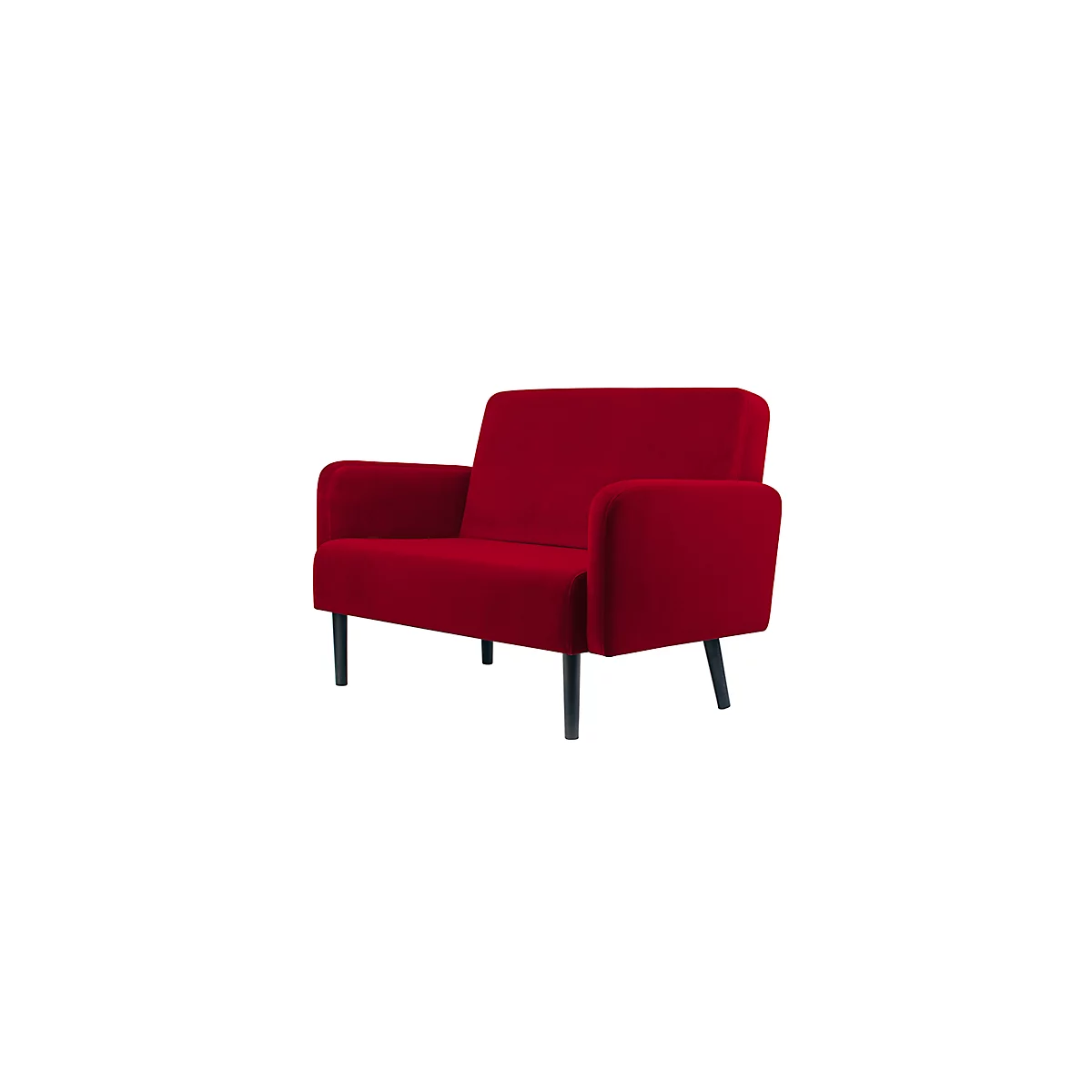Zweisitzer Sofa meet® by Paperflow LISBOA, Samtbezug rot, Fußgestell schwarz, B 1240 x T 815 x H 830 mm
