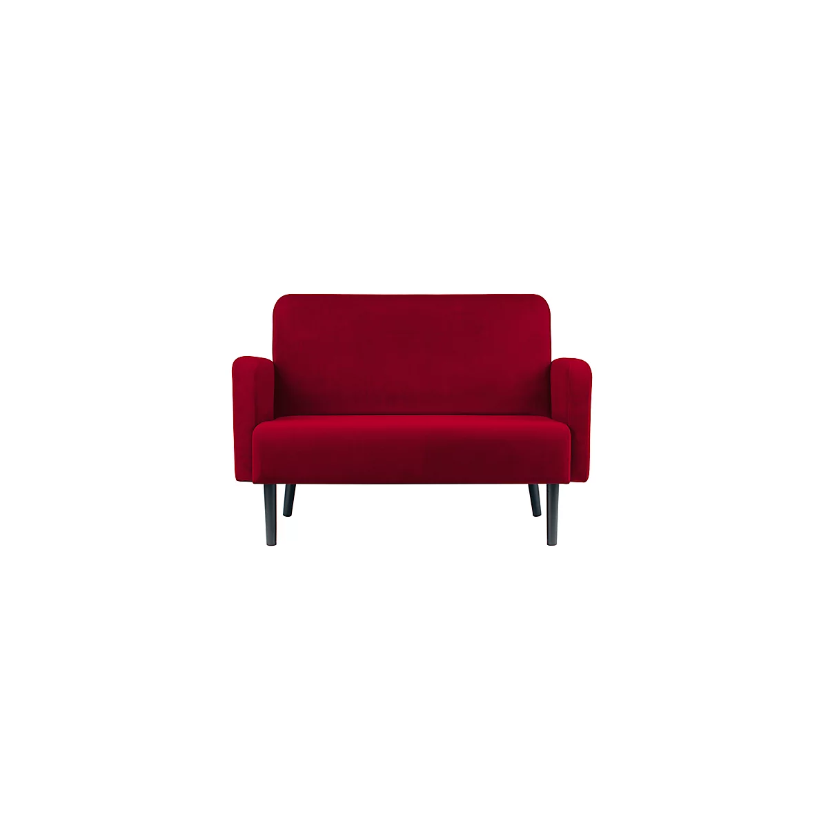 Zweisitzer Sofa meet® by Paperflow LISBOA, Samtbezug rot, Fußgestell schwarz, B 1240 x T 815 x H 830 mm
