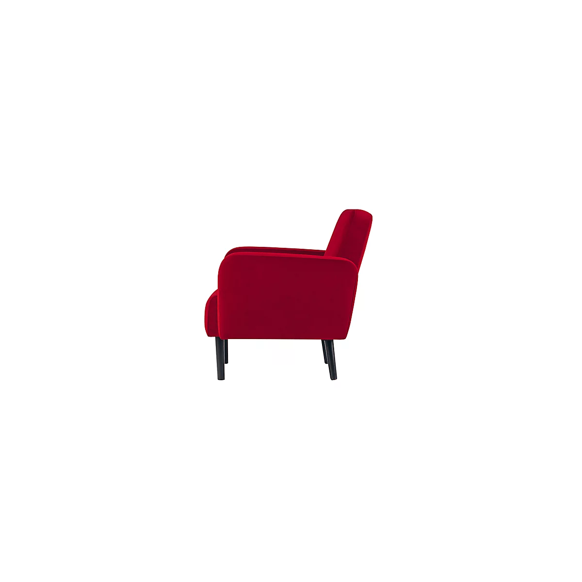 Zweisitzer Sofa meet® by Paperflow LISBOA, Samtbezug rot, Fußgestell schwarz, B 1240 x T 815 x H 830 mm