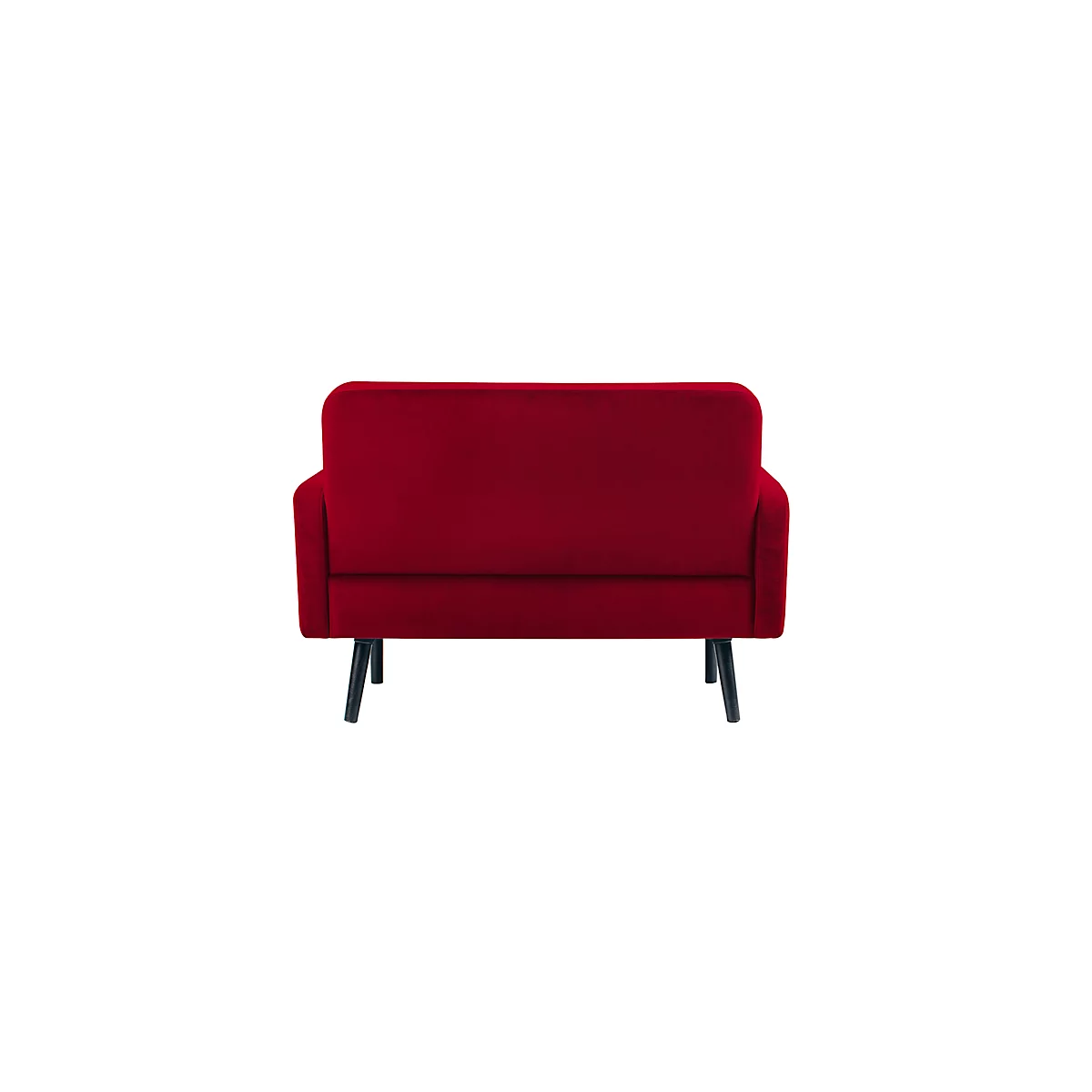 Zweisitzer Sofa meet® by Paperflow LISBOA, Samtbezug rot, Fußgestell schwarz, B 1240 x T 815 x H 830 mm