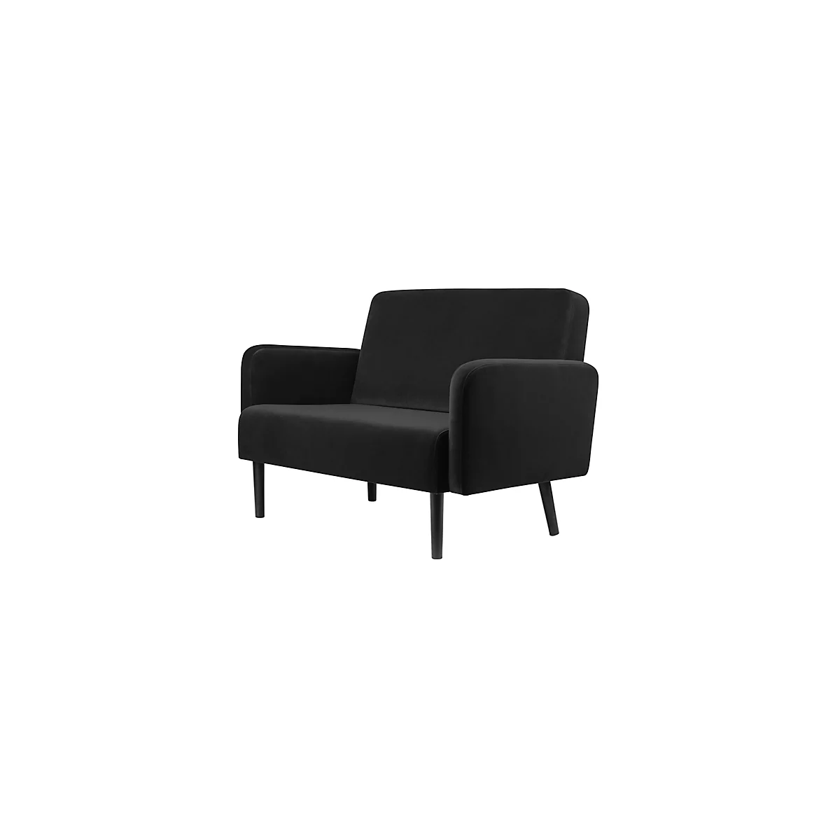 Zweisitzer Sofa meet® by Paperflow LISBOA, Samtbezug schwarz, Fußgestell schwarz, B 1240 x T 815 x H 830 mm