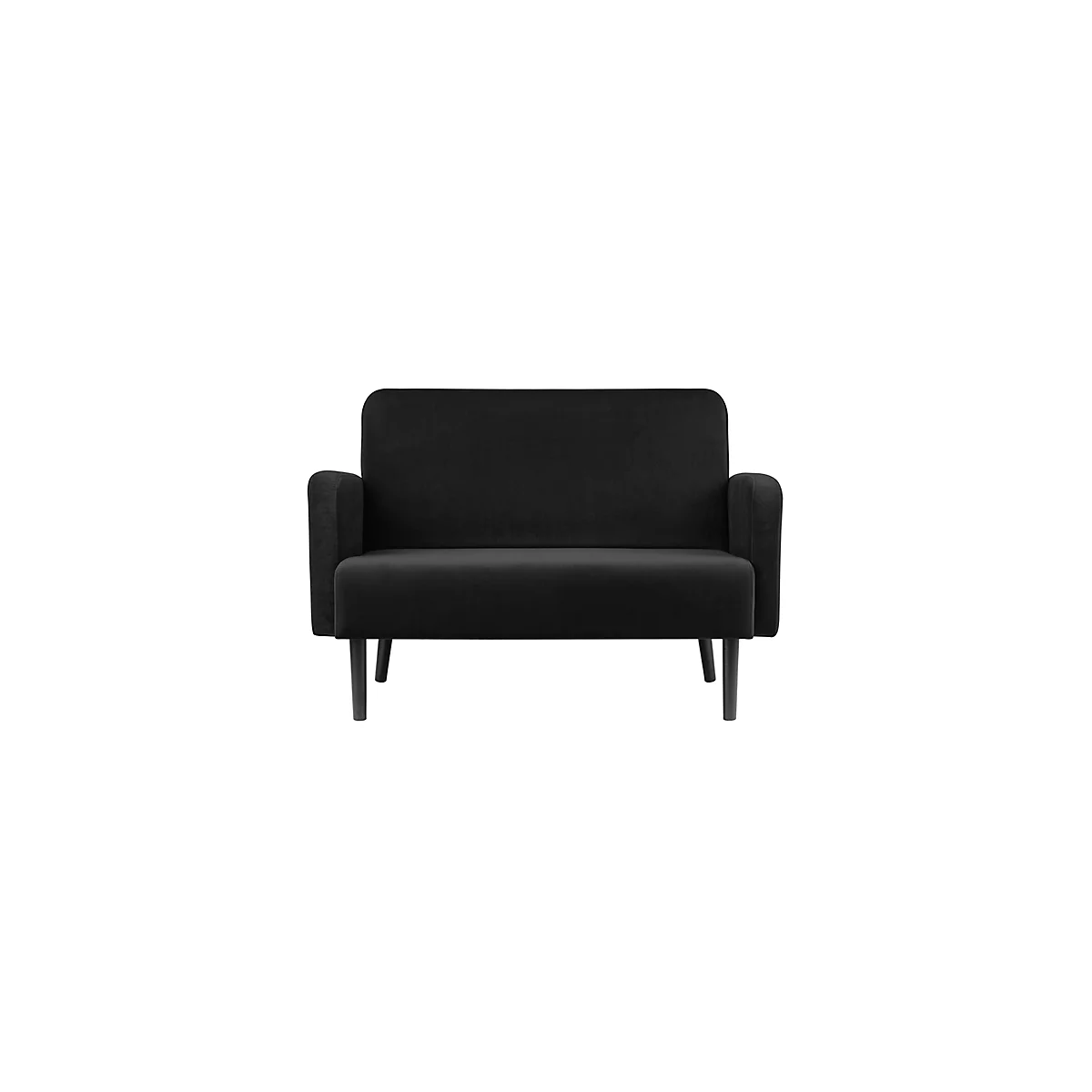 Zweisitzer Sofa meet® by Paperflow LISBOA, Samtbezug schwarz, Fußgestell schwarz, B 1240 x T 815 x H 830 mm