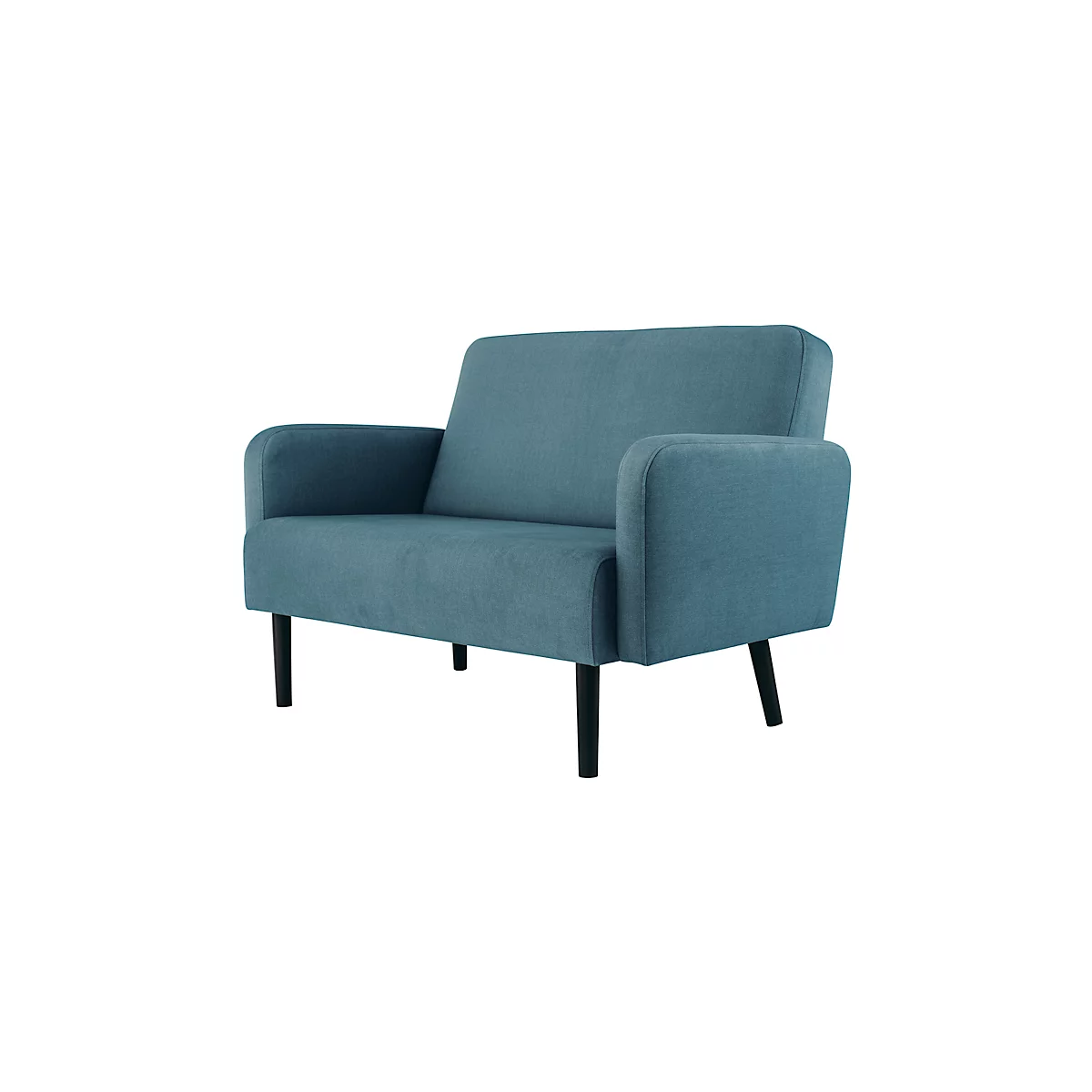 Zweisitzer Sofa meet® by Paperflow LISBOA, Stoffbezug blau, Fußgestell schwarz, B 1240 x T 815 x H 830 mm