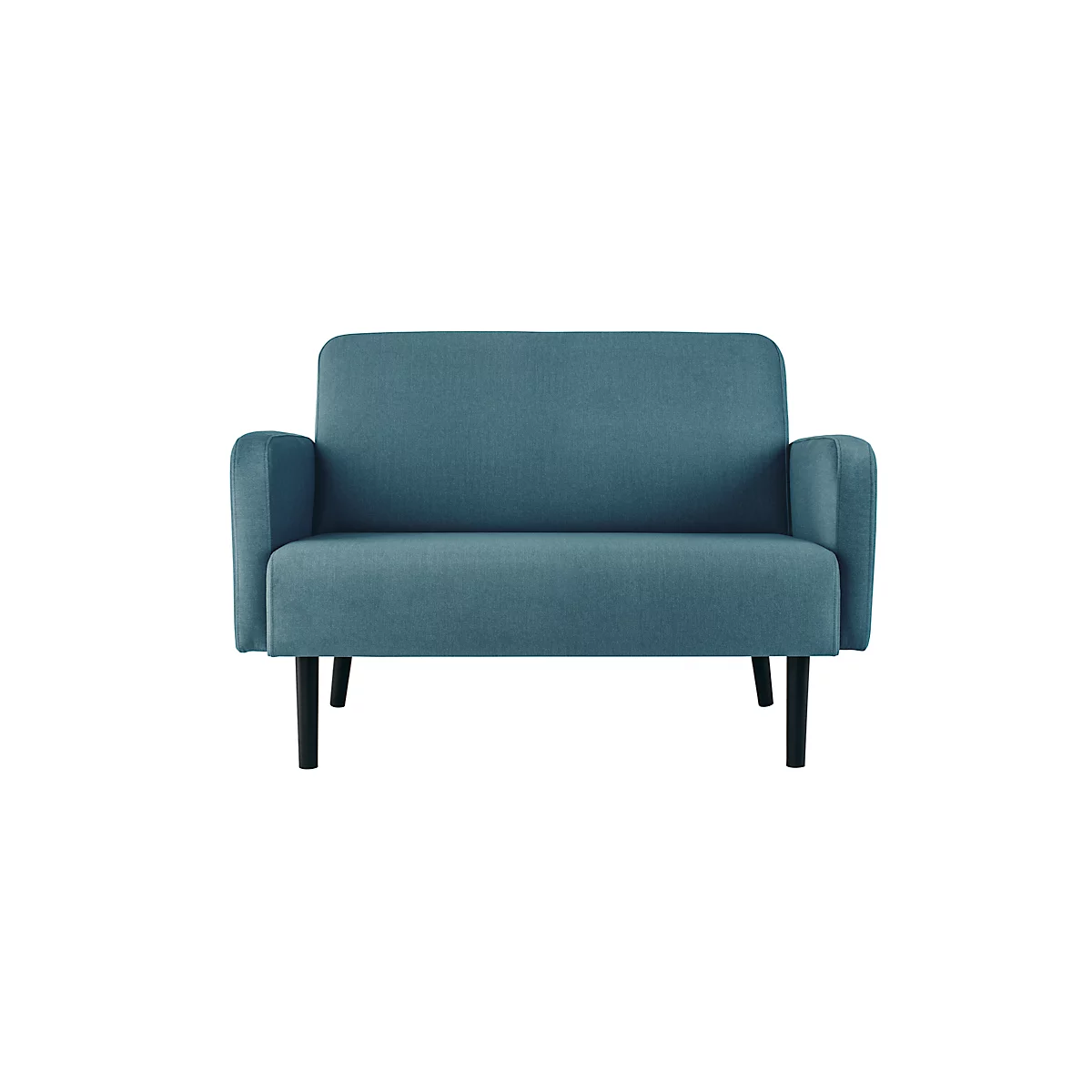 Zweisitzer Sofa meet® by Paperflow LISBOA, Stoffbezug blau, Fußgestell schwarz, B 1240 x T 815 x H 830 mm