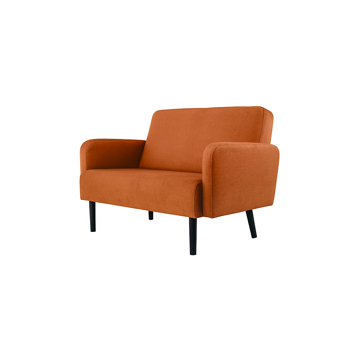 Zweisitzer Sofa meet® by Paperflow LISBOA, Stoffbezug braun, Fußgestell schwarz, B 1240 x T 815 x H 830 mm