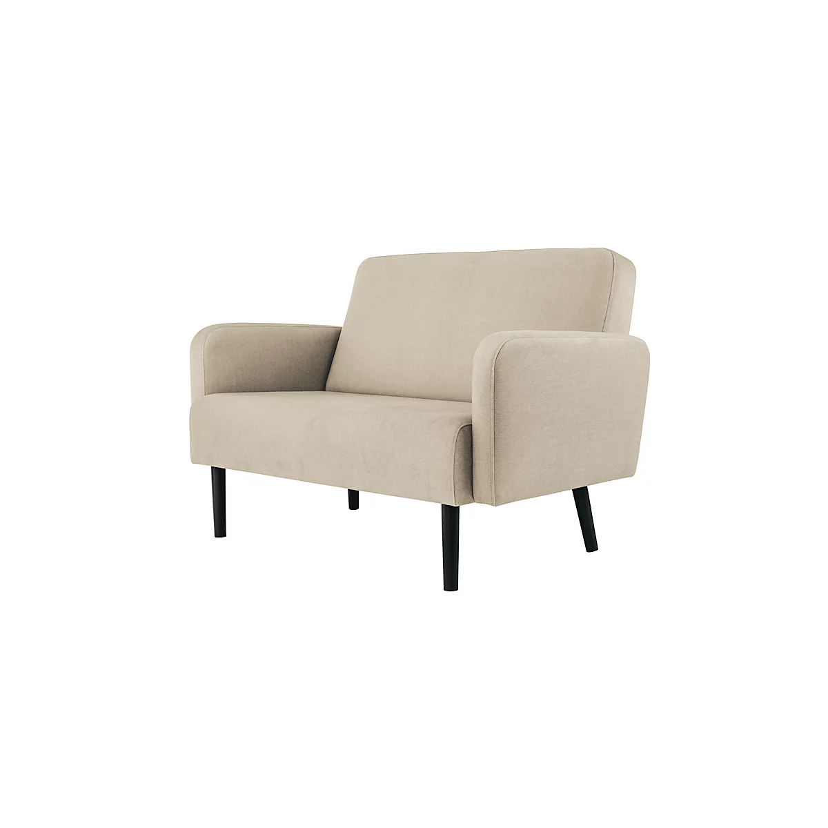 Zweisitzer Sofa meet® by Paperflow LISBOA, Stoffbezug elfenbeinfarben, Fußgestell schwarz, B 1240 x T 815 x H 830 mm
