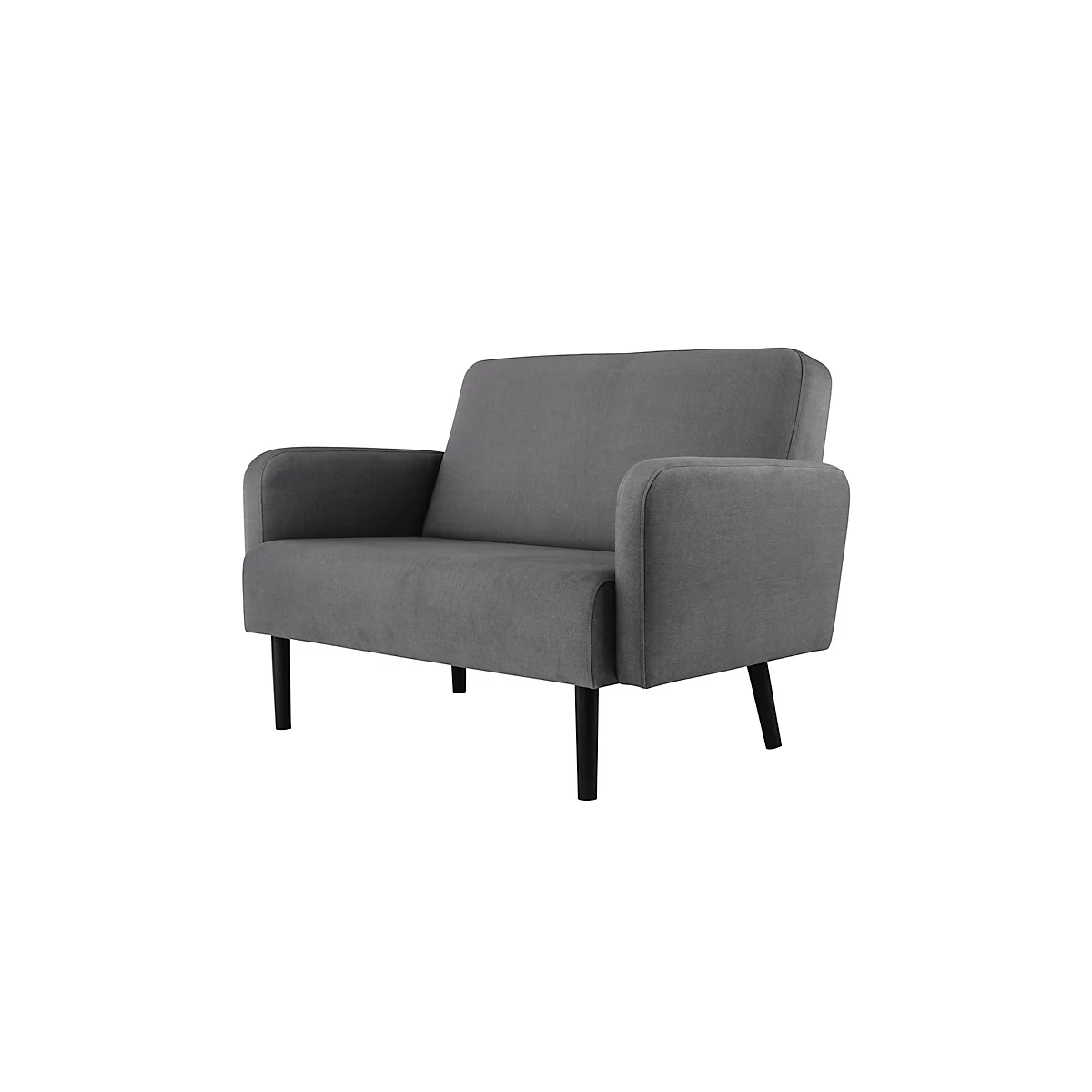 Zweisitzer Sofa meet® by Paperflow LISBOA, Stoffbezug grau, Fußgestell schwarz, B 1240 x T 815 x H 830 mm