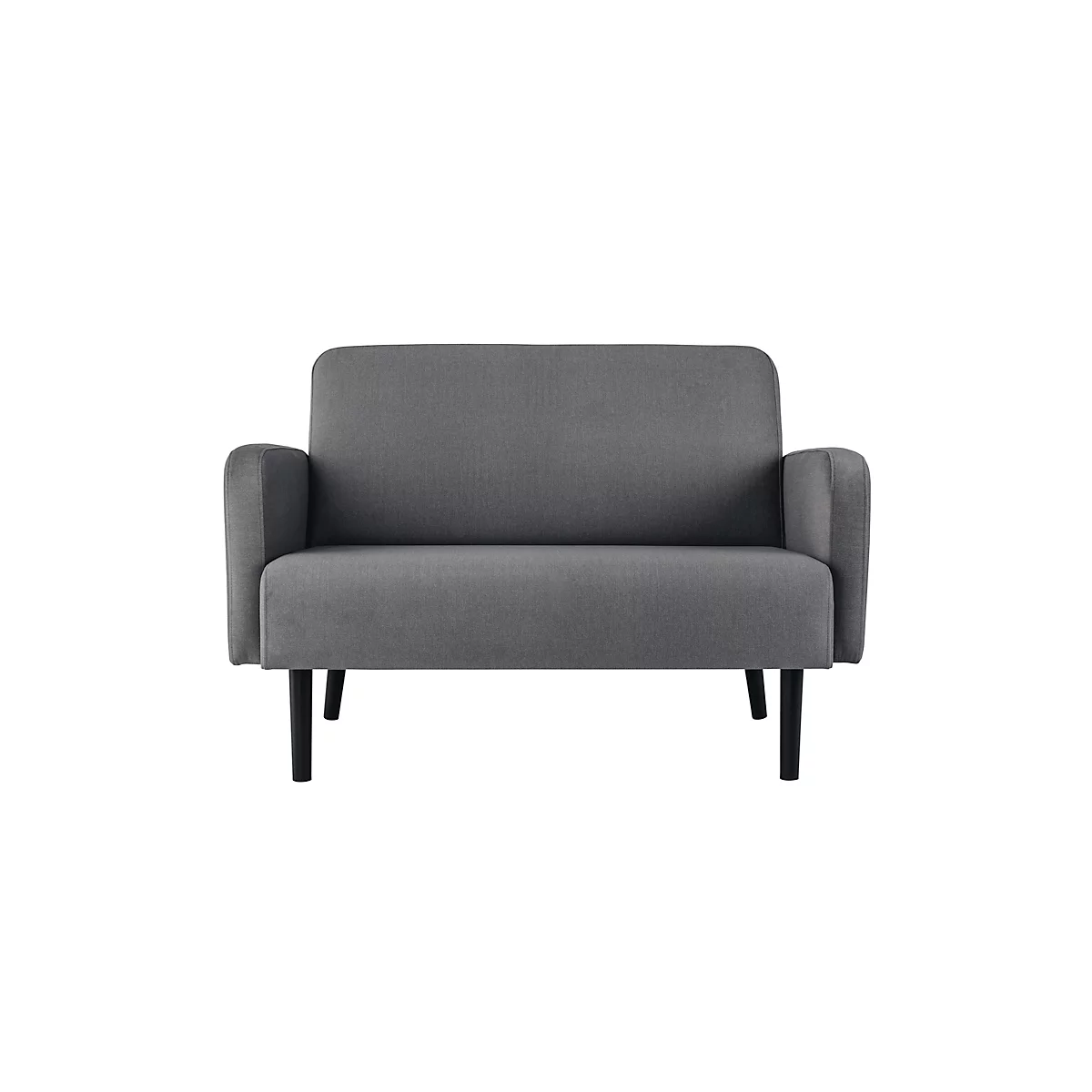 Zweisitzer Sofa meet® by Paperflow LISBOA, Stoffbezug grau, Fußgestell schwarz, B 1240 x T 815 x H 830 mm