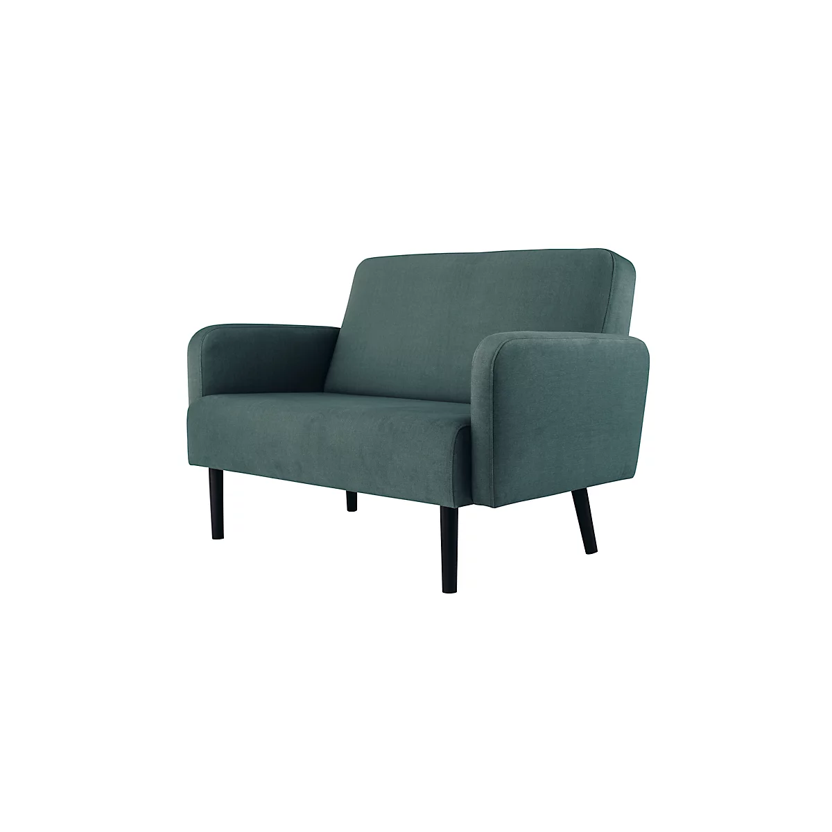 Zweisitzer Sofa meet® by Paperflow LISBOA, Stoffbezug grün, Fußgestell schwarz, B 1240 x T 815 x H 830 mm
