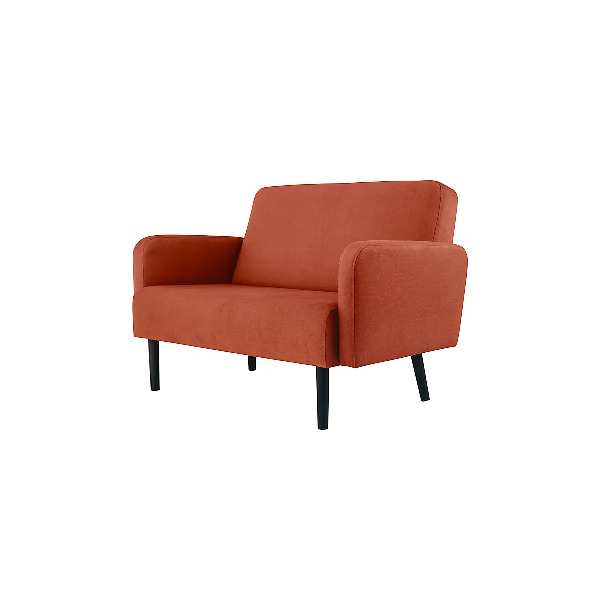 Zweisitzer Sofa meet® by Paperflow LISBOA, Stoffbezug rostfarben, Fußgestell schwarz, B 1240 x T 815 x H 830 mm
