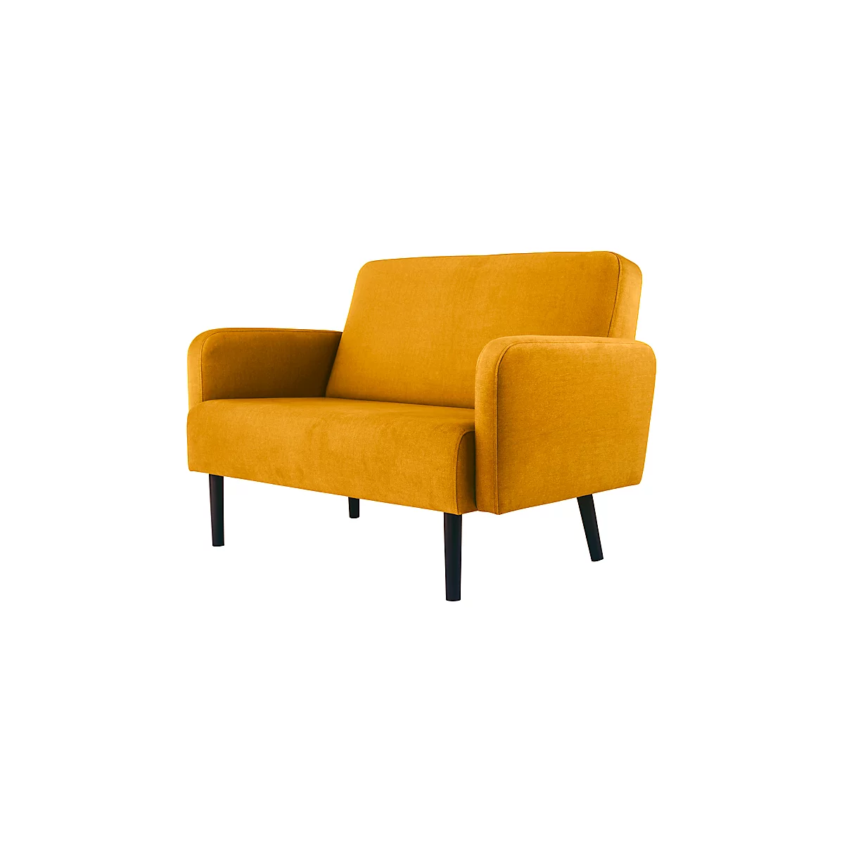 Zweisitzer Sofa meet® by Paperflow LISBOA, Stoffbezug safran, Fußgestell schwarz, B 1240 x T 815 x H 830 mm
