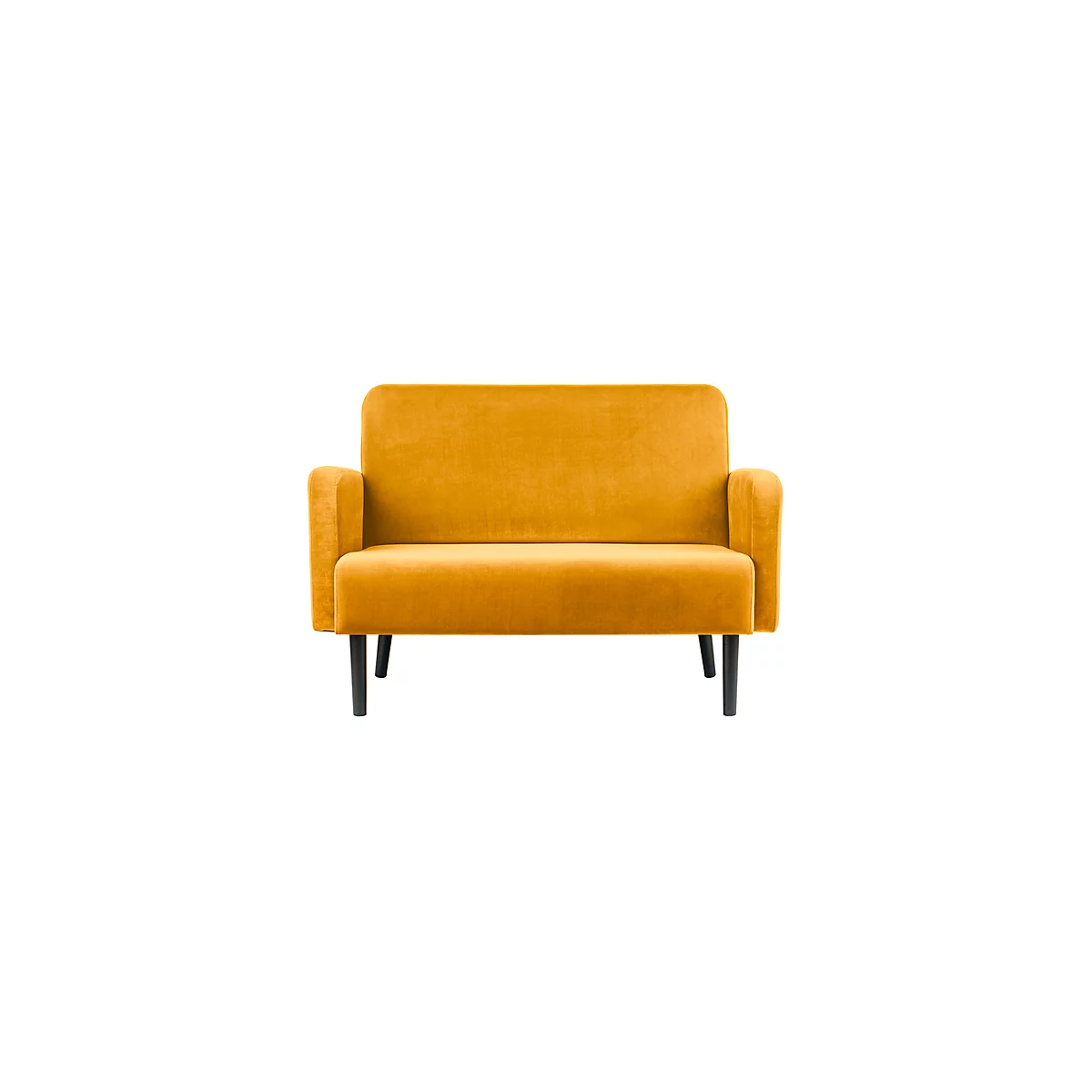Zweisitzer Sofa meet® by Paperflow LISBOA, Stoffbezug safran, Fußgestell schwarz, B 1240 x T 815 x H 830 mm