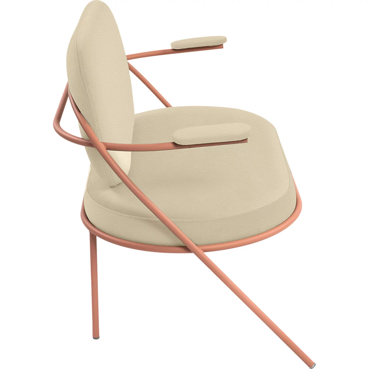 Zweisitzer Sofa Meet by Paperflow Saturne, mit Armlehnen, B 1180 x T 730 x H 880 mm, Stahlrohr, Kunstleder, Rosa/Elfenbein