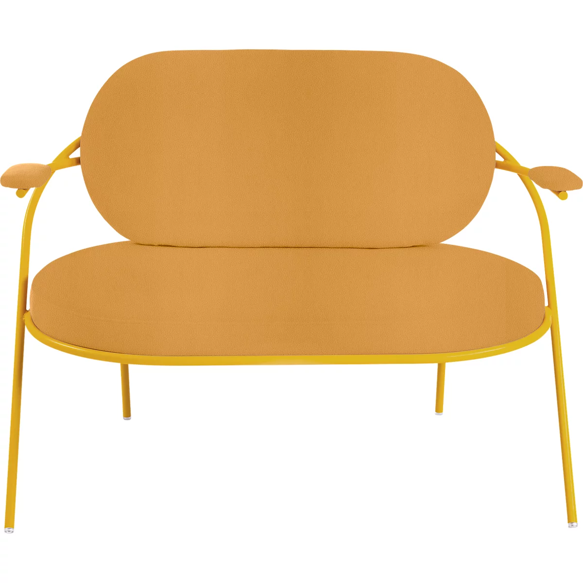 Zweisitzer Sofa Meet by Paperflow Saturne, mit Armlehnen, B 1180 x T 730 x H 880 mm, Stahlrohr, Kunstleder, Safran/Safran
