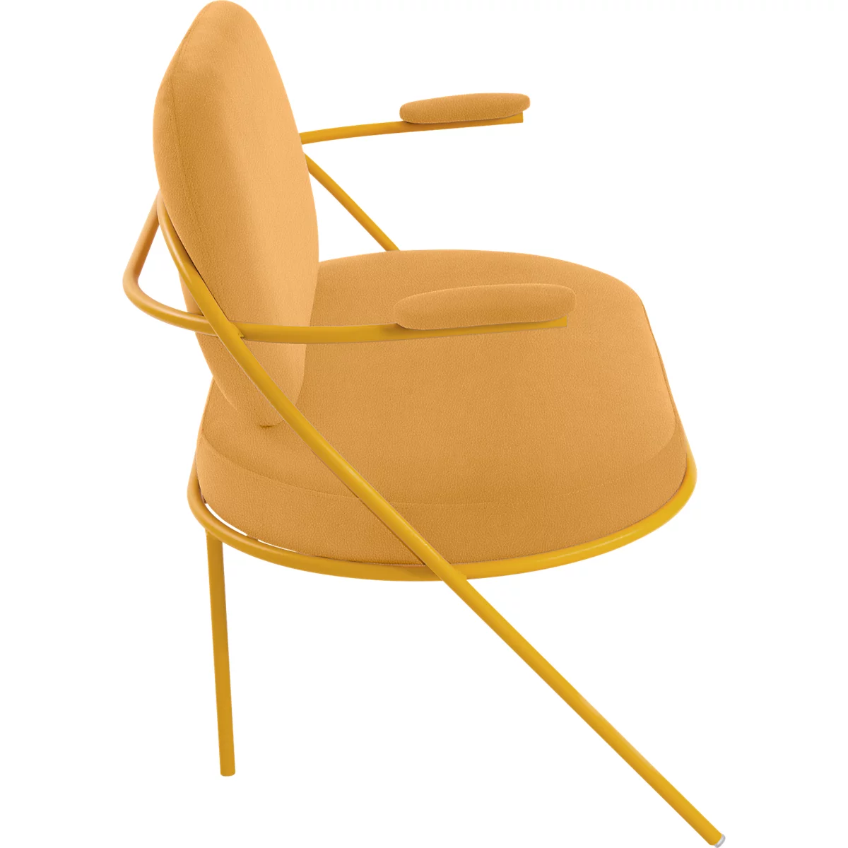 Zweisitzer Sofa Meet by Paperflow Saturne, mit Armlehnen, B 1180 x T 730 x H 880 mm, Stahlrohr, Kunstleder, Safran/Safran