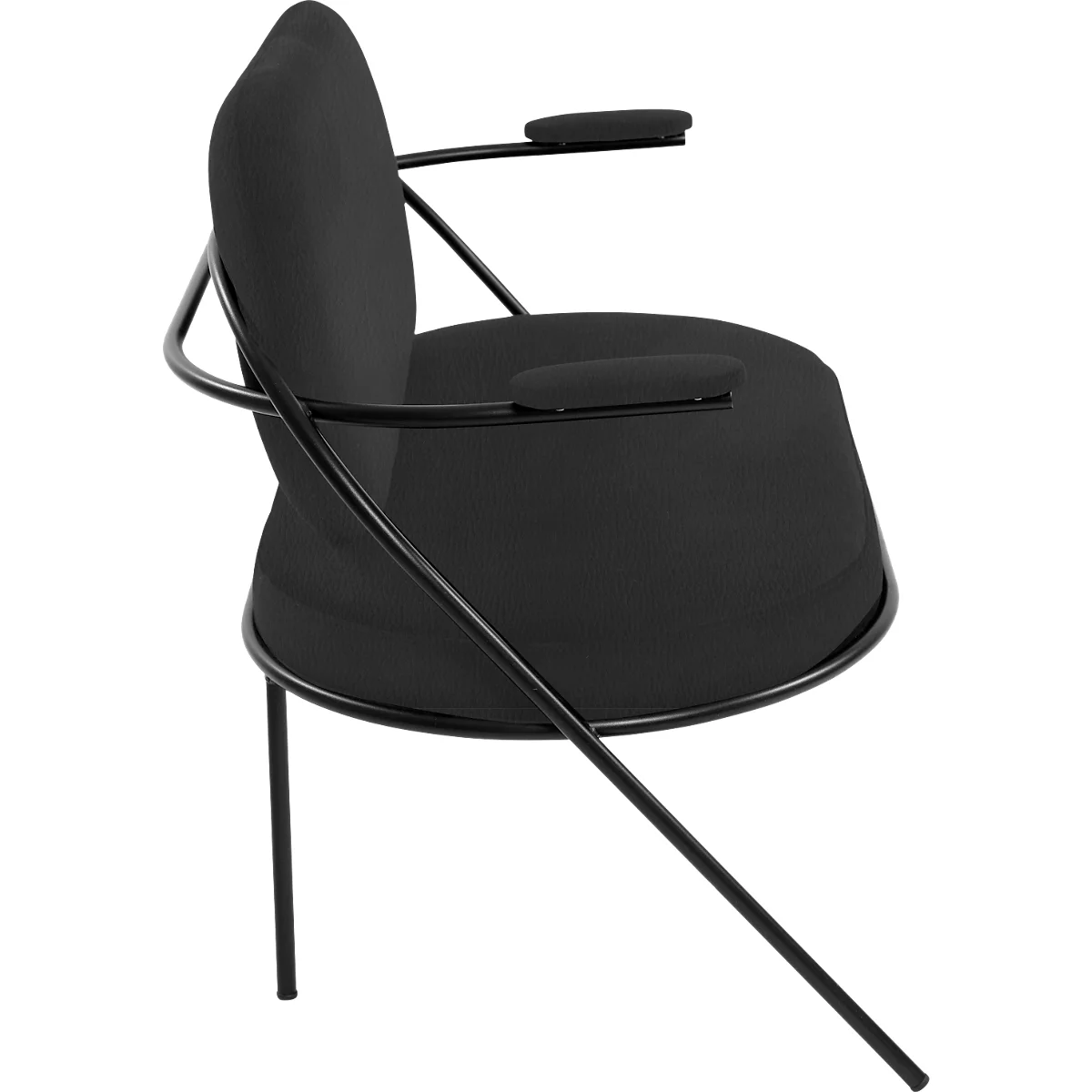 Zweisitzer Sofa Meet by Paperflow Saturne, mit Armlehnen, B 1180 x T 730 x H 880 mm, Stahlrohr, Kunstleder, Schwarz/Schwarz