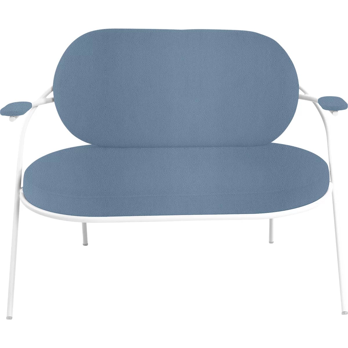 Zweisitzer Sofa Meet by Paperflow Saturne, mit Armlehnen, B 1180 x T 730 x H 880 mm, Stahlrohr, Kunstleder, Weiß/Blau