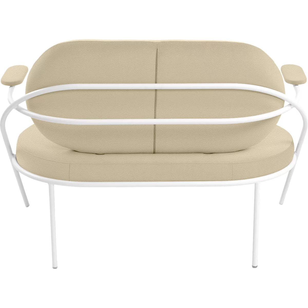 Zweisitzer Sofa Meet by Paperflow Saturne, mit Armlehnen, B 1180 x T 730 x H 880 mm, Stahlrohr, Kunstleder, Weiß/Elfenbein