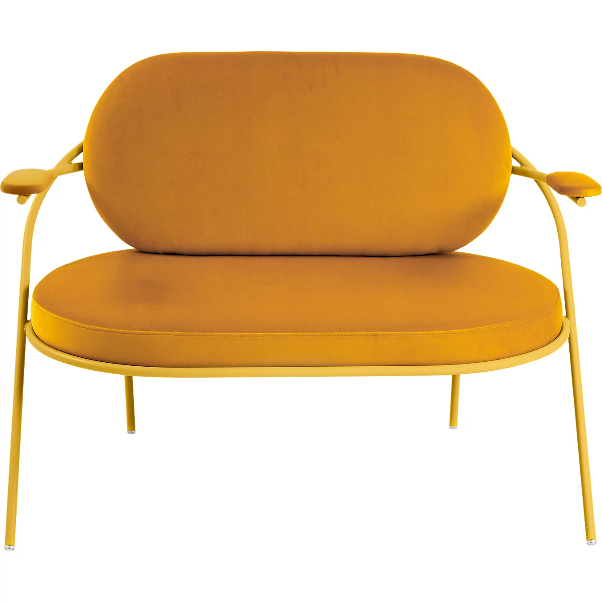 Zweisitzer Sofa Meet by Paperflow Saturne, mit Armlehnen, B 1180 x T 730 x H 880 mm, Stahlrohr, Samt, Safran/Safran