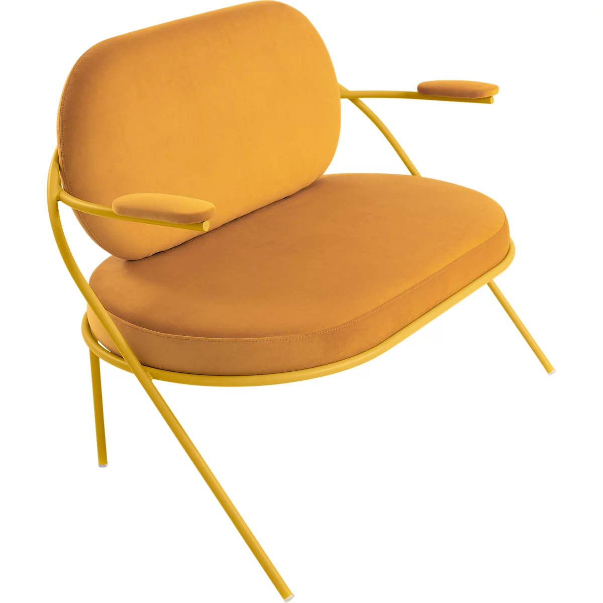 Zweisitzer Sofa Meet by Paperflow Saturne, mit Armlehnen, B 1180 x T 730 x H 880 mm, Stahlrohr, Samt, Safran/Safran