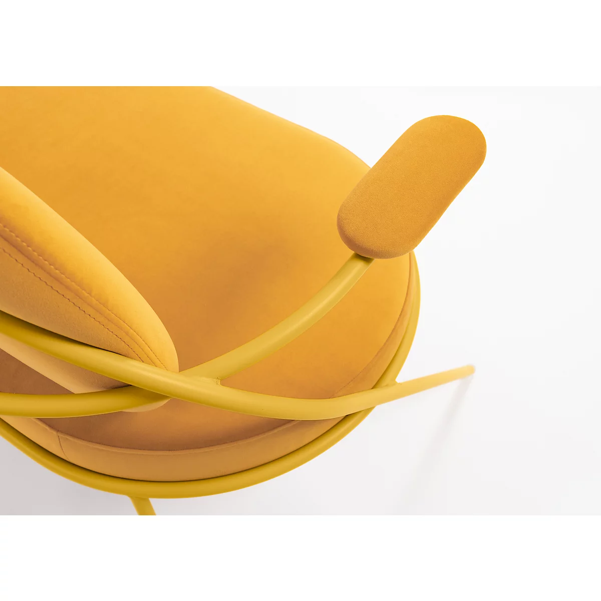 Zweisitzer Sofa Meet by Paperflow Saturne, mit Armlehnen, B 1180 x T 730 x H 880 mm, Stahlrohr, Samt, Safran/Safran