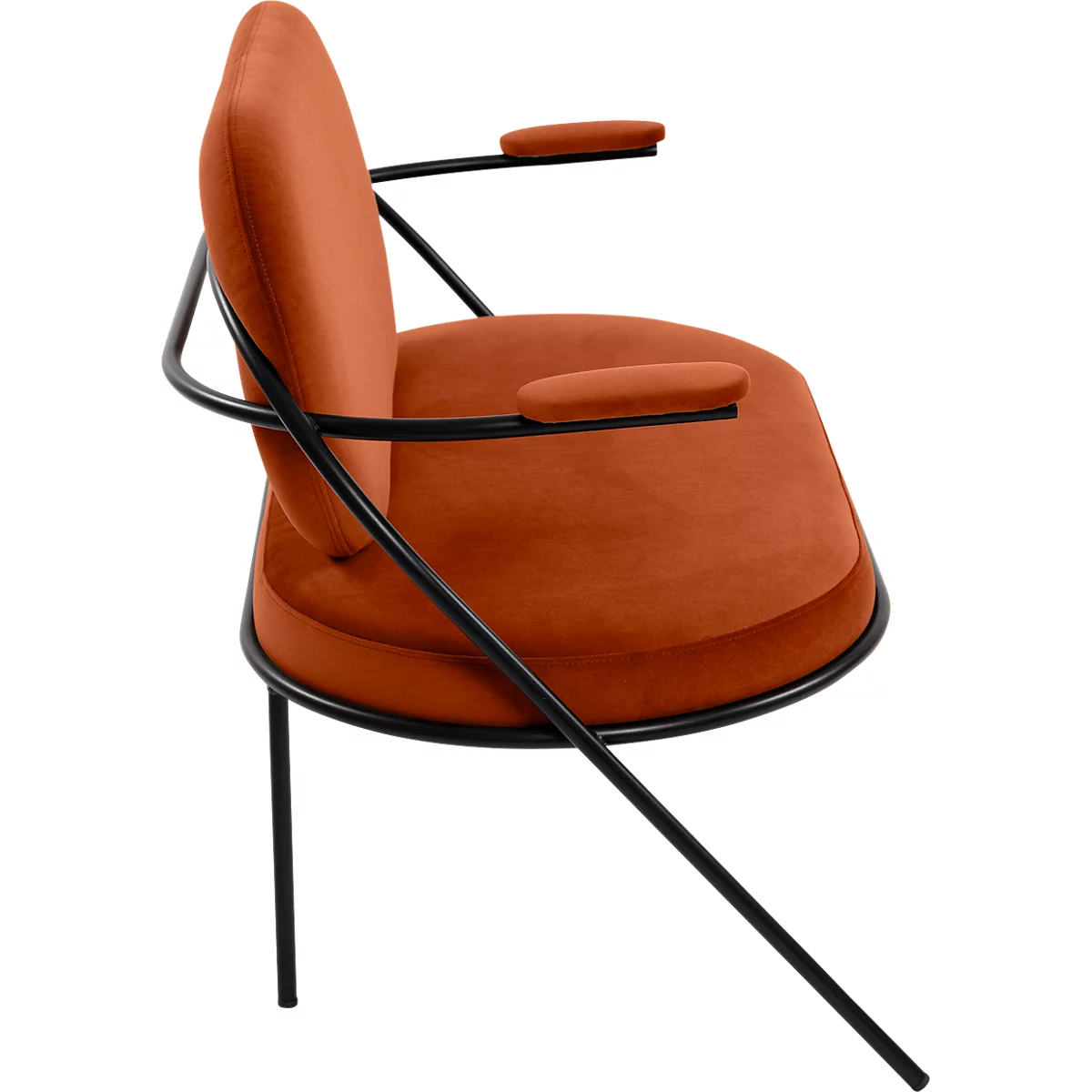 Zweisitzer Sofa Meet by Paperflow Saturne, mit Armlehnen, B 1180 x T 730 x H 880 mm, Stahlrohr, Samt, Schwarz/Rost