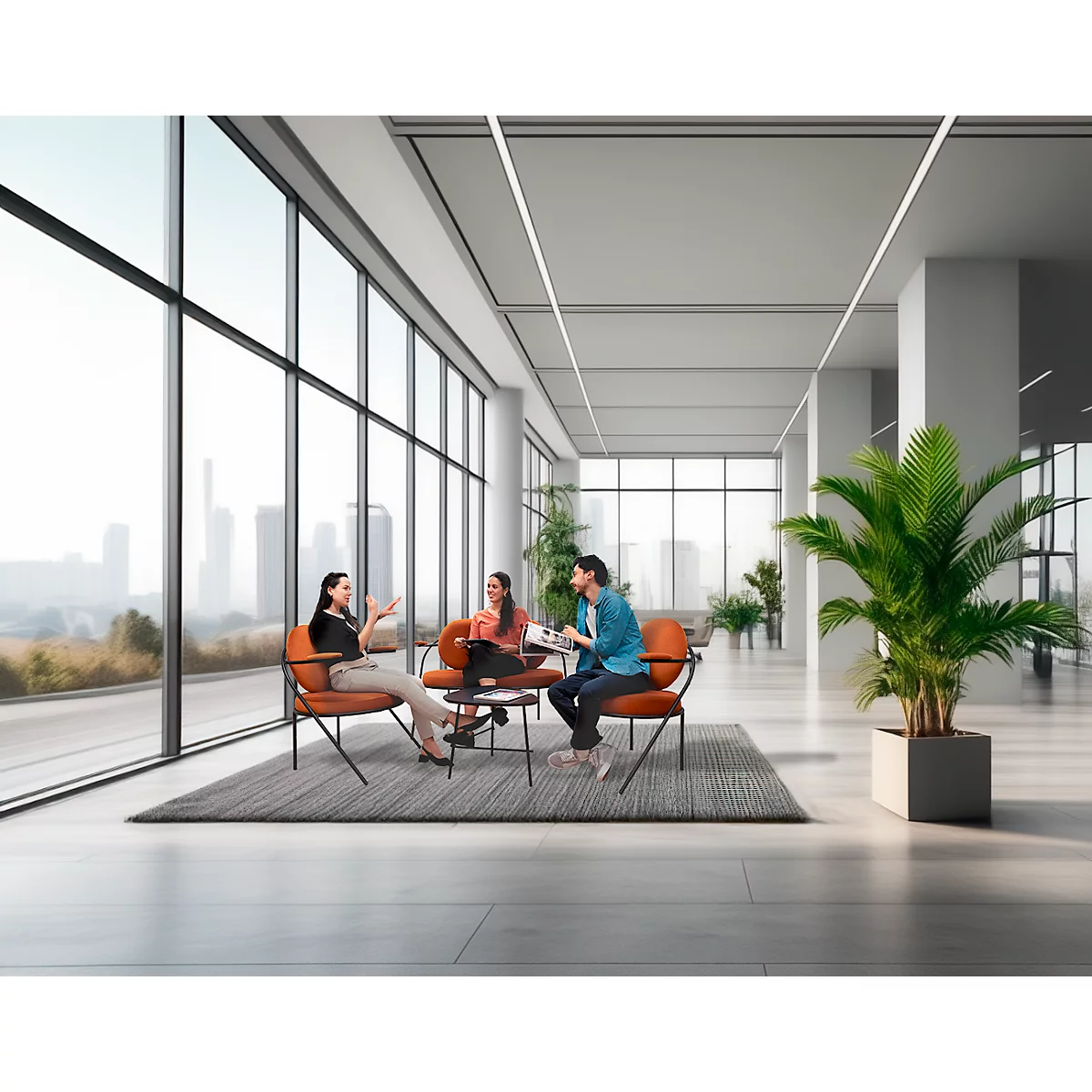 Zweisitzer Sofa Meet by Paperflow Saturne, mit Armlehnen, B 1180 x T 730 x H 880 mm, Stahlrohr, Samt, Schwarz/Rost